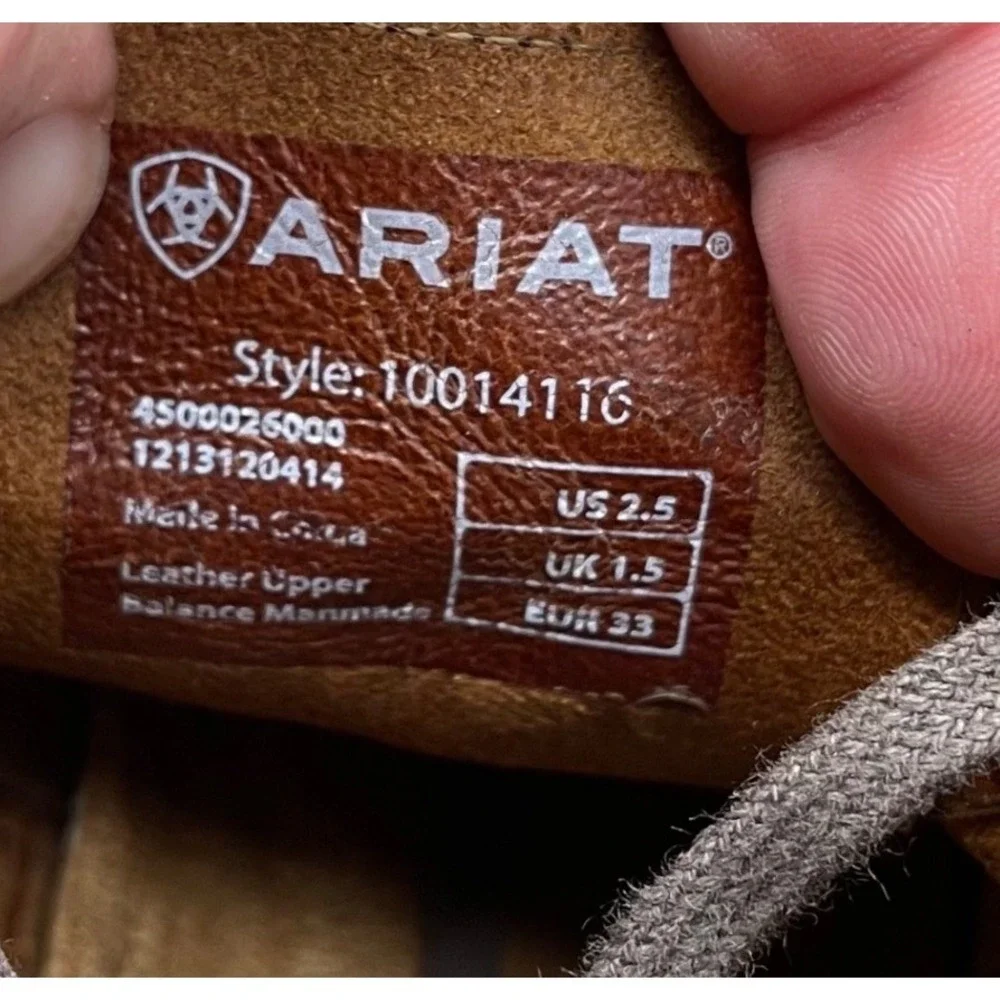 Ariat Holbrook‎ Leather Chukka Boots Shoes Kids Boys Size 2.5 Brown Moc Toe